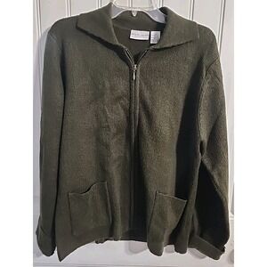 Jaclyn Smith Classic Zip Up Sweater Gren Size Large